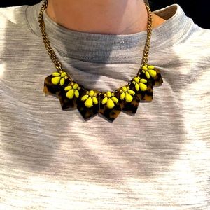 J Crew Yellow & Tortoise Statement Necklace